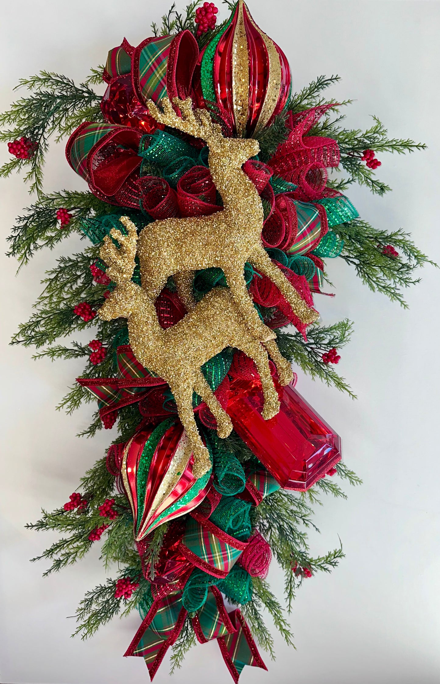 Golden Reindeer Front Door Swag