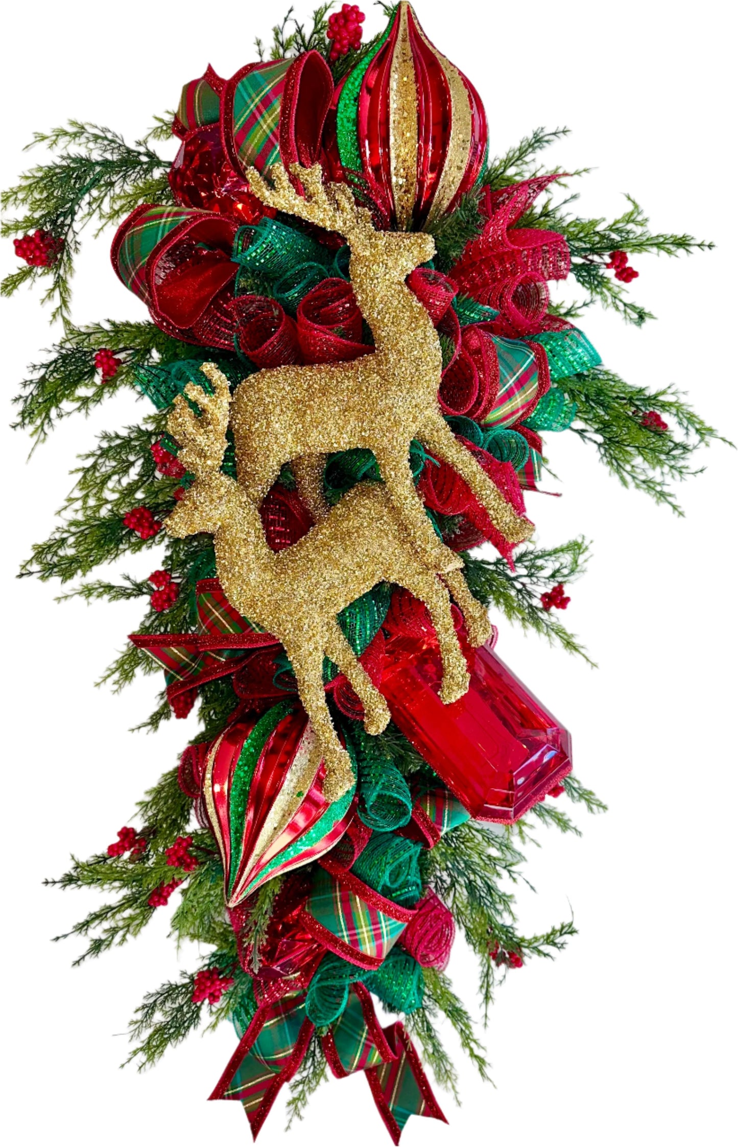 Golden Reindeer Front Door Swag